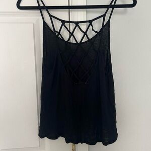 Black Flowy Top With Open Back